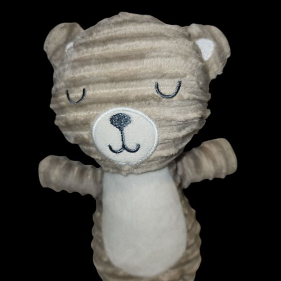 Chickpea Baby Bear Plush 11” Ribbed Tan Beige White Sleeping Stuffed Teddy - Picture 2 of 5
